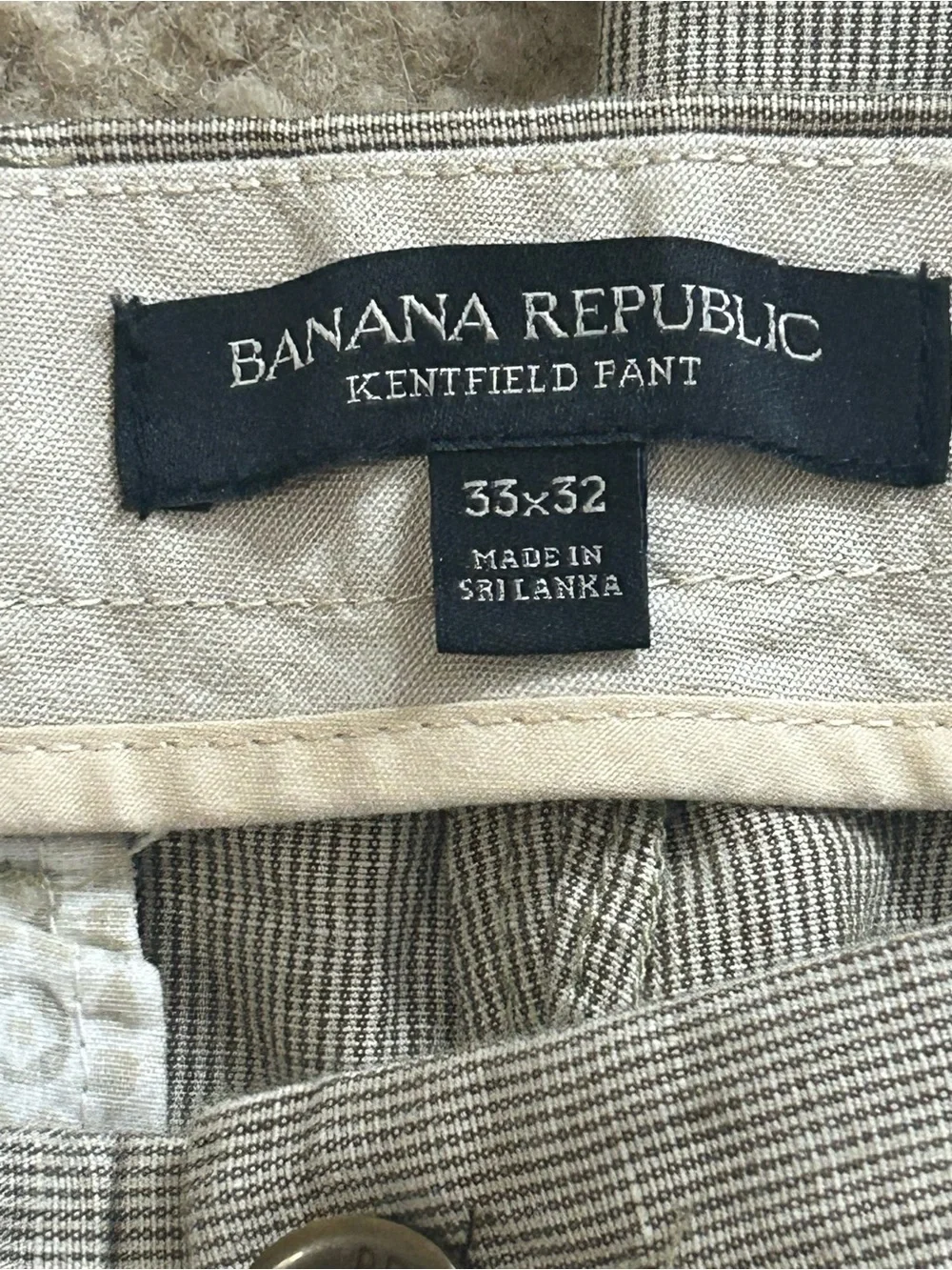 Banana Republic Kentfield Linen Cotton Pants Men's 33x32 Beige Straight Leg